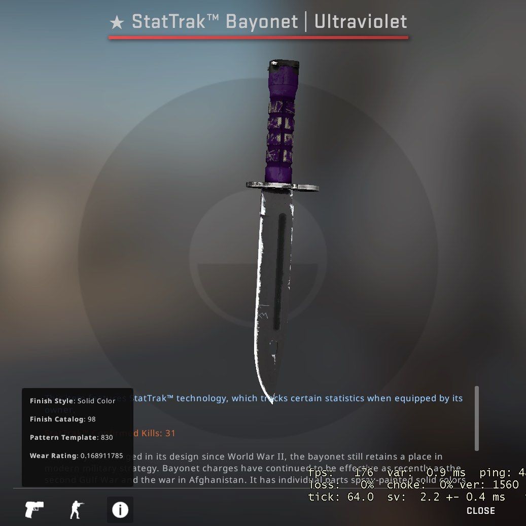 Csgo Bayonet Mw FT ST ultraviolet, Video Gaming, Gaming Accessories, In ...