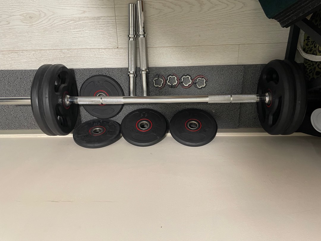 Decathlon barbell and weights (NO DELIVERY), Sports Equipment, Exercise