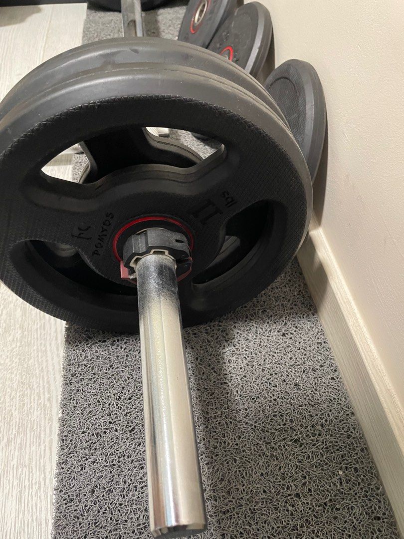Decathlon barbell and weights (NO DELIVERY), Sports Equipment, Exercise