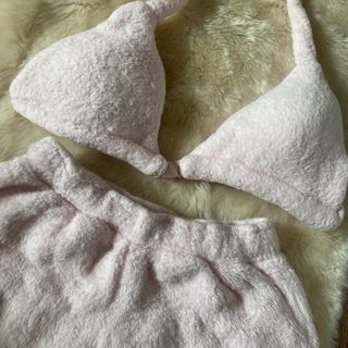 Fluffy Textured Bikini Top & Bottom (in Pink)