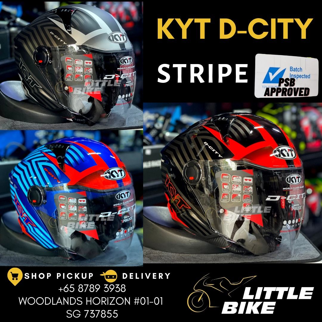 [FREE SAME DAY DELIVERY] PSB Approved KYT D-City open face motorcycle ...