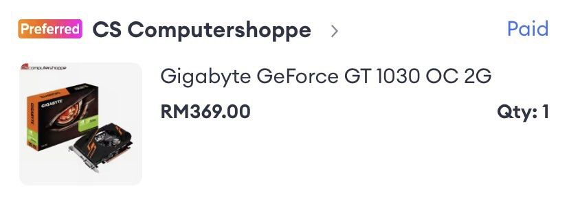 Gigabyte GT 1030 OC 2GB DDR5 Computers Tech Parts