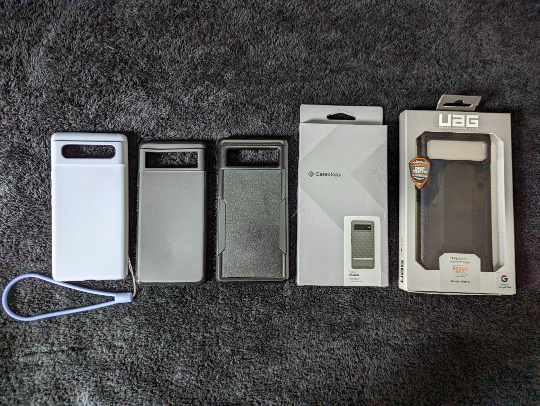 Google Pixel 6 Cases (Category: Cases & Sleeves) located in Quezon City. Submitted by yurimcdanwel (Listing ID 1228775564, Image 1). Description: NEW POST / PTPA : Selling Google Pixel 6 Cases: - UAG Scout Series Matte Black Condition : Fitted Only ***SOLD*** - Caseology Parallax Ash Gray Price : Php 1199 Condition : Brand New In Box ***SOLD*** - Commuter Hybrid Case Matte Black Price : 399 Condition : Brand New ***SOLD*** - Silicone Standard Cas