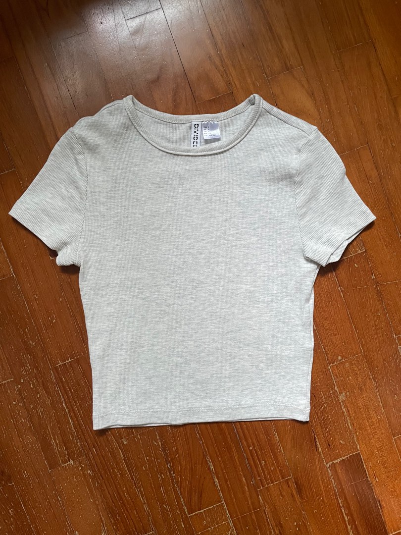 grey baby tee, Women's Fashion, Tops, Shirts on Carousell