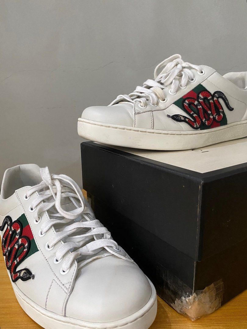Gucci White Leather Ace Sneaker Embroidered Snake Men s Fashion