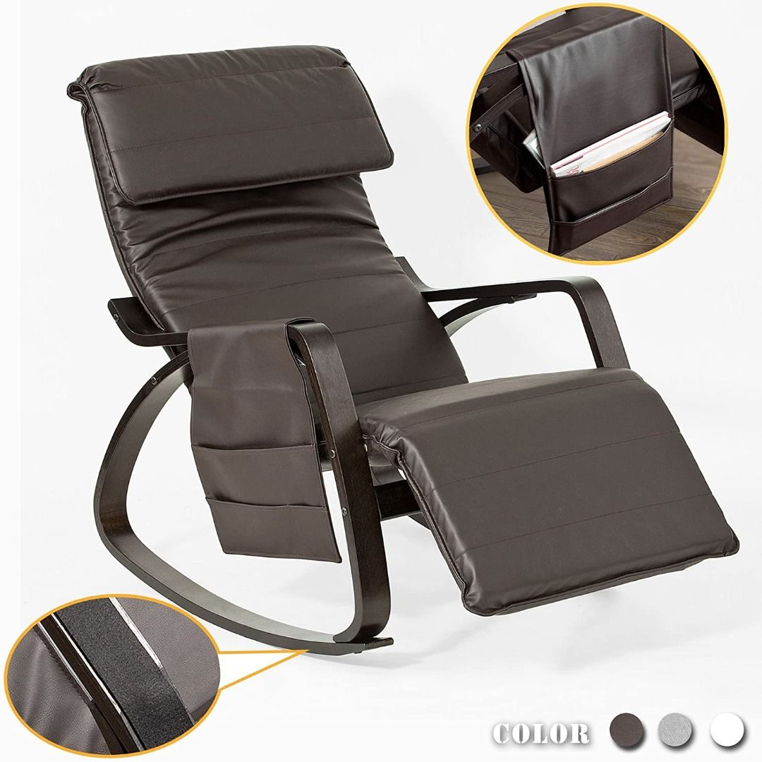 Haotian Comfortable Relax Rocking Chair with Foot Rest Design Lounge Chair Recliners Removable Side Bag FST20 BR Brown Furniture Home Living Furniture Chairs on Carousell