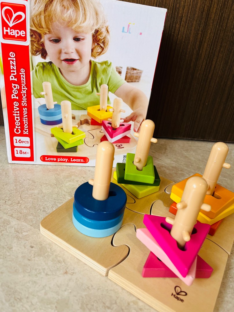 Hape creative peg puzzle 18M+, Babies & Kids, Infant Playtime on Carousell