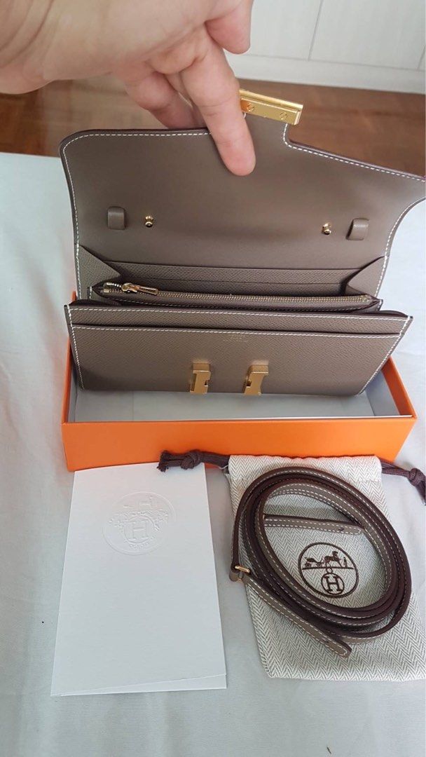 Hermes Constance Long To Go Gris meyer Epsom leather Silver hardware