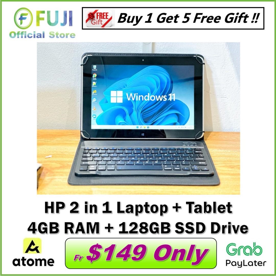 HP 2 In 1 SSD Laptop Tablet Touch Screen 128GB 64GB 4GB RAM Fast Speed Slim Design Refurbished Condition Like New Set
