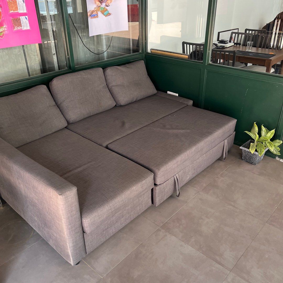 IKEA FRIHETEN Pull Out Sofa Bed Couch (Grey Colour), Furniture & Home