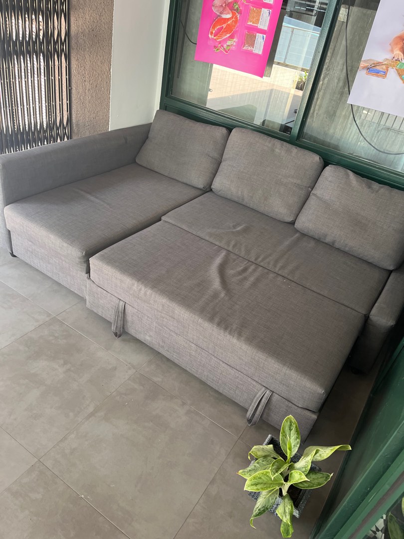 IKEA FRIHETEN Pull Out Sofa Bed Couch (Grey Colour), Furniture & Home
