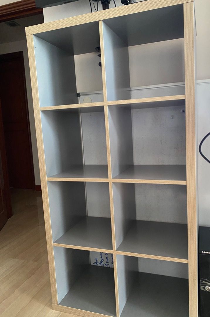 IKEA KALLAX Shelving unit, grey/wood effect, Furniture & Home Living