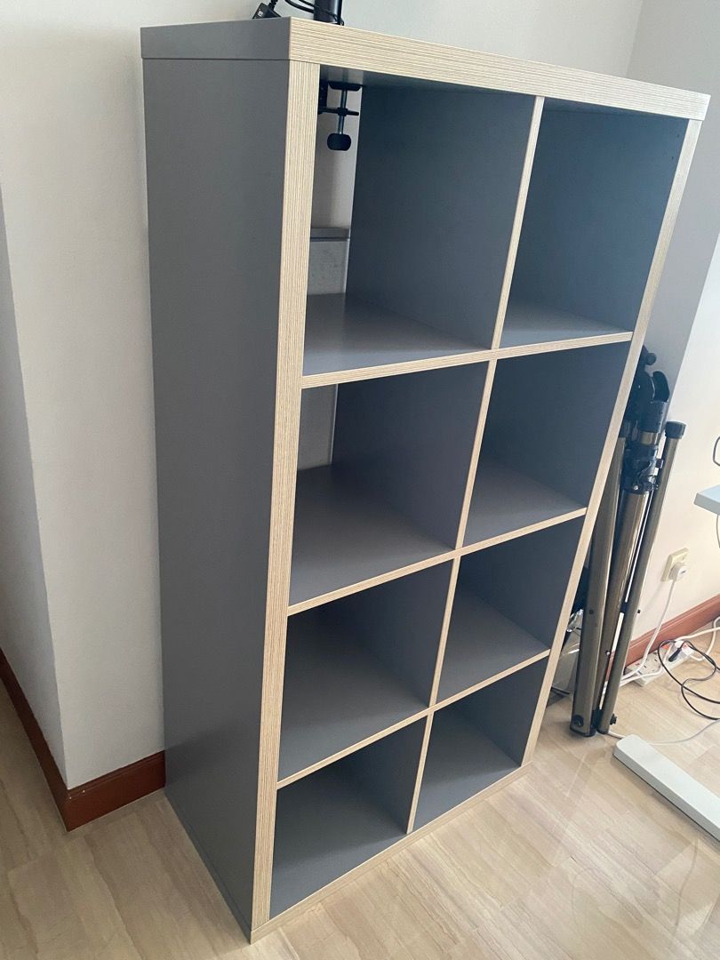 IKEA KALLAX Shelving unit, grey/wood effect, Furniture & Home Living