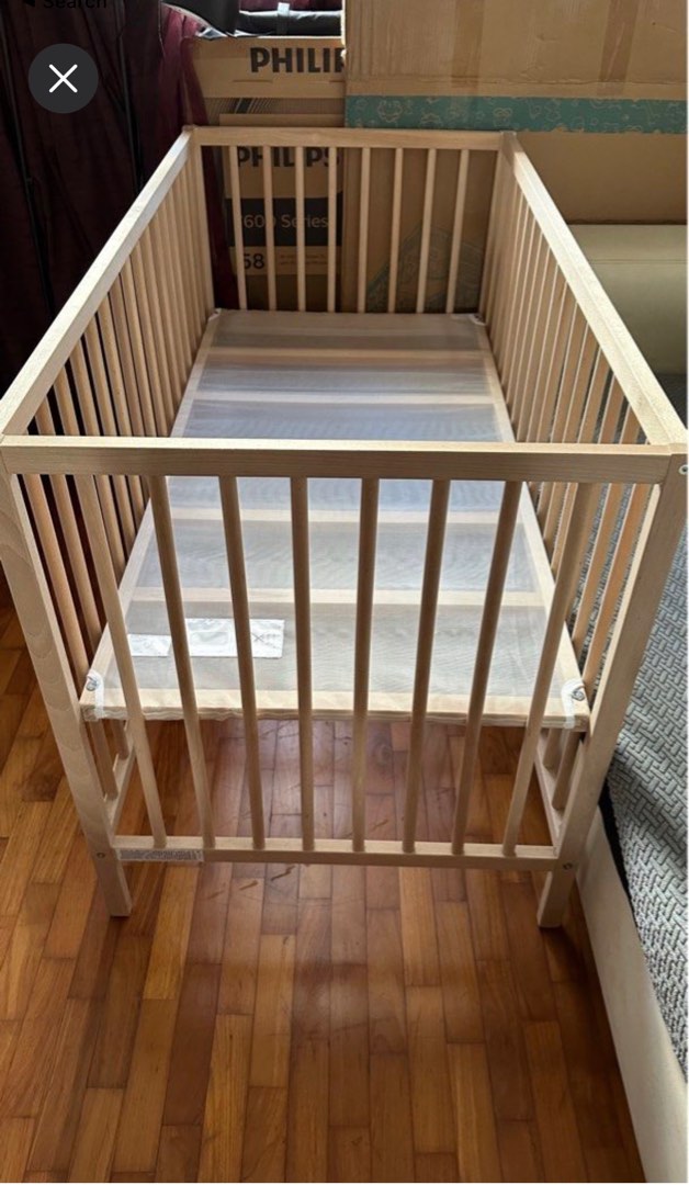 IKEA wooden cot + mattress, Babies & Kids, Baby Nursery & Kids