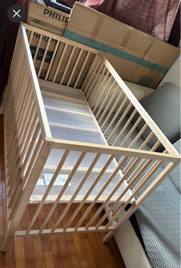 IKEA wooden cot + mattress, Babies & Kids, Baby Nursery & Kids