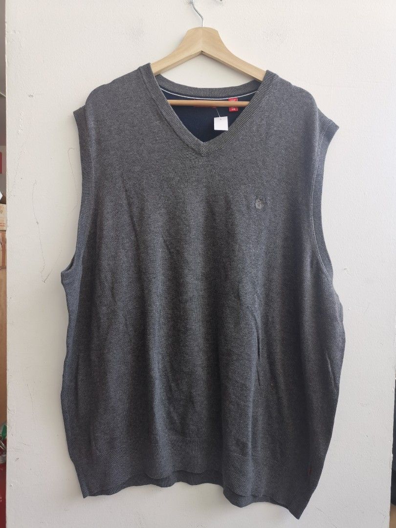 IZOD Men Fashion Sleeveless Knitwear Warm Grey Sweater Vest Plus