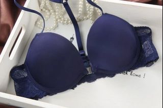 Japanese suit blue bra clasp before dress lace non-trace Y type back 75B