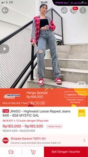 Jiniso high waist loose ripped jeans / Boyfriend jeans jiniso / Celana jeans / Pants