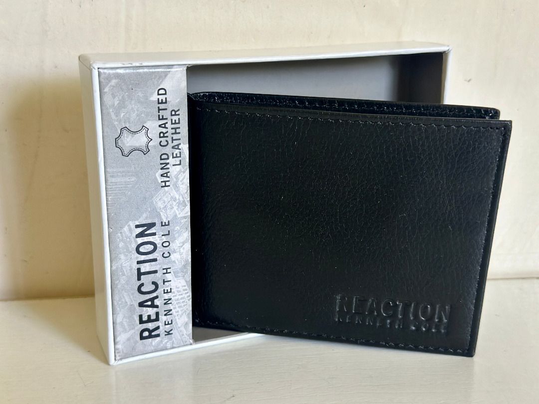 KENNETH COLE REACTION BLACK BILLFOLD HAND CRAFTED GENUINE LEATHER