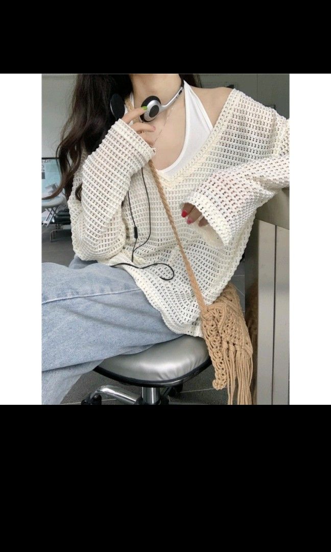 Cardigan with holes top