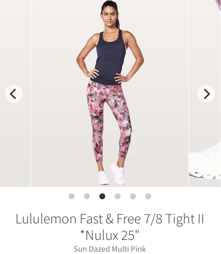 Lululemon Fast Free Legging 7/8 Tight II Nulux 25 Sun Dazed Multi