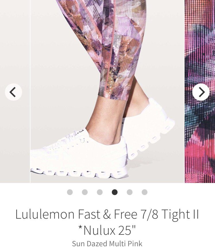 Lululemon Fast Free Legging 7/8 Tight II Nulux 25 Sun Dazed Multi Pink Size  2 