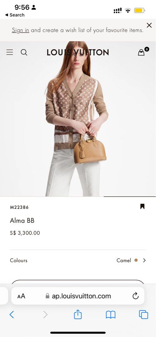Alma bb leather handbag Louis Vuitton Camel in Leather - 25282837