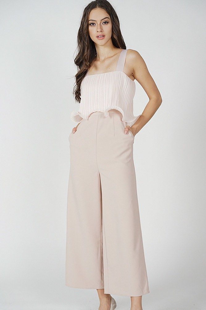 Pleated overlay jumpsuit sales