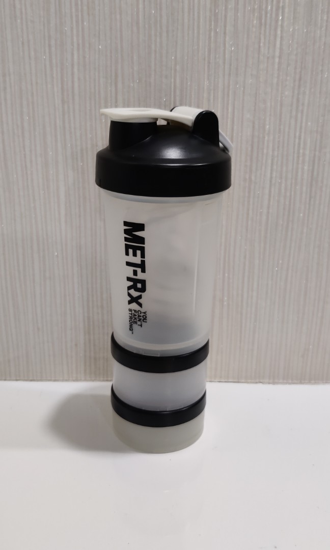 MET-Rx Classic Protein Shaker Bottles for Sports, 3 in 1 lock