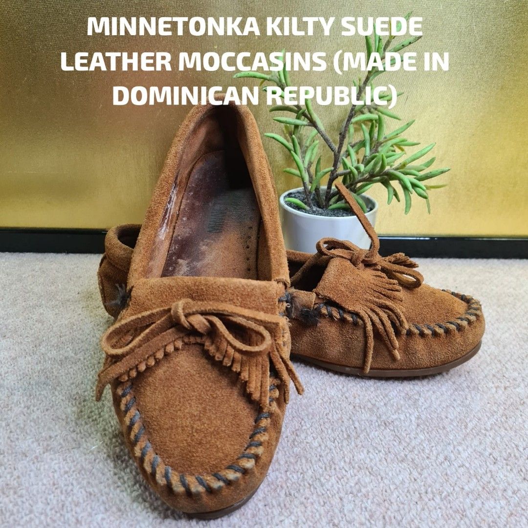 MINNETONKA KILTY SUEDE LEATHER MOCCASINS MADE IN DOMINICAN