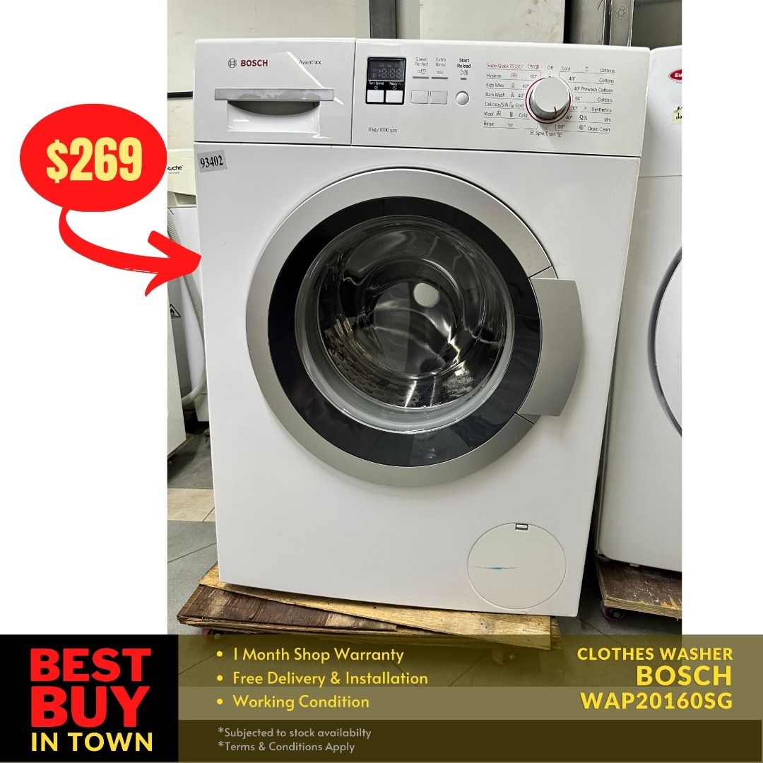MUST BUY! BOSCH 8KG Front Load Washing Machine WAP20160SG (93402), TV & Home Appliances, Washing