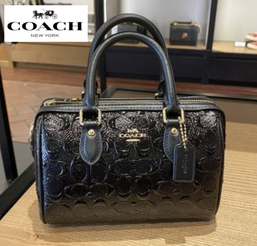 COACH MINI ROWAN BLACK DEBOSSED, Luxury, Bags & Wallets on Carousell