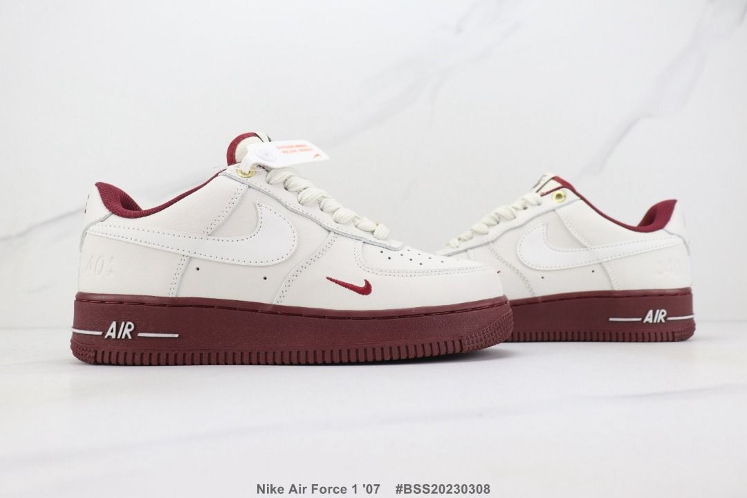 Nike air force 1 white burgundy online