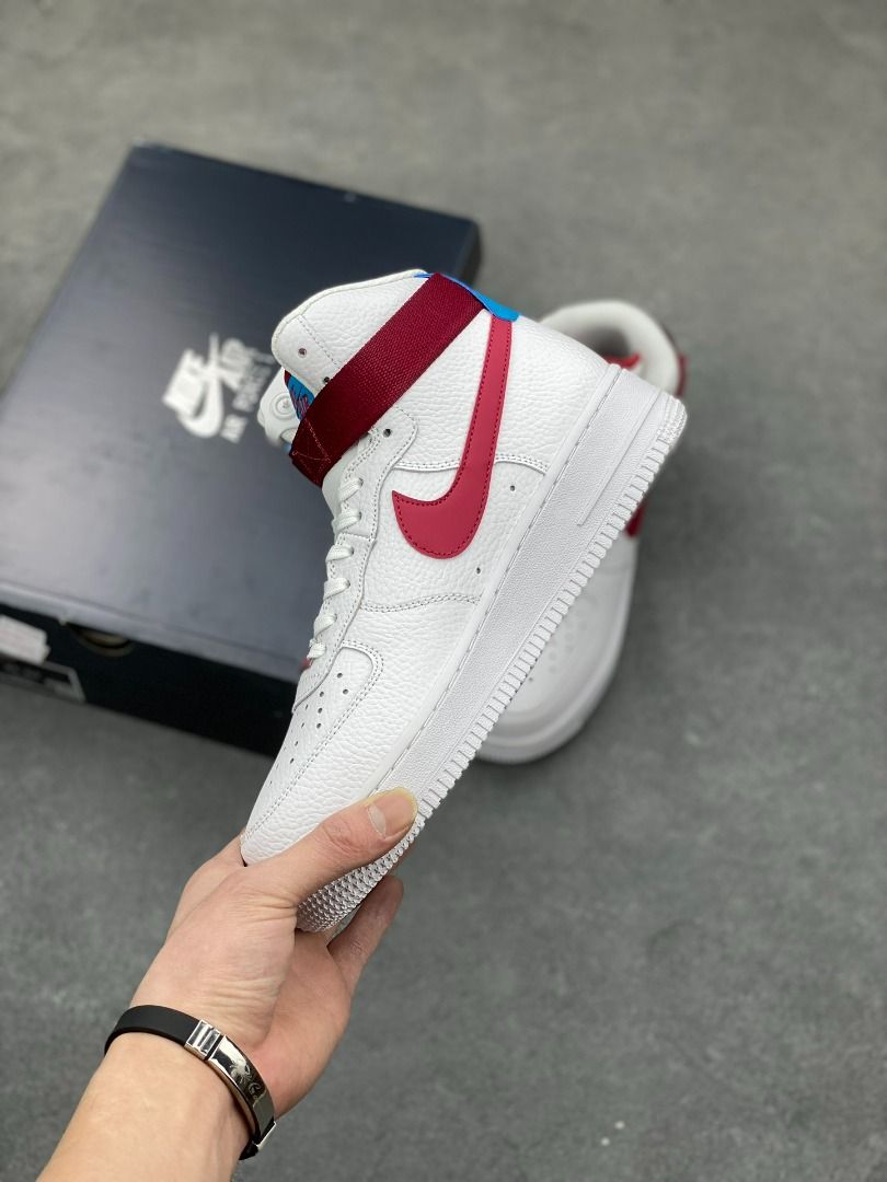 Red and white high top discount air force 1