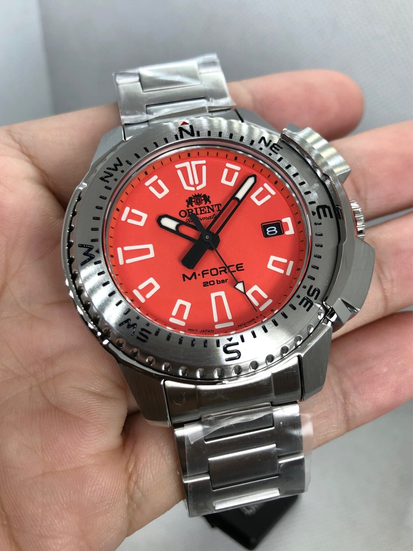 Orient M Force Orange 45mm Diver Compass Automatic BNIB Luxury