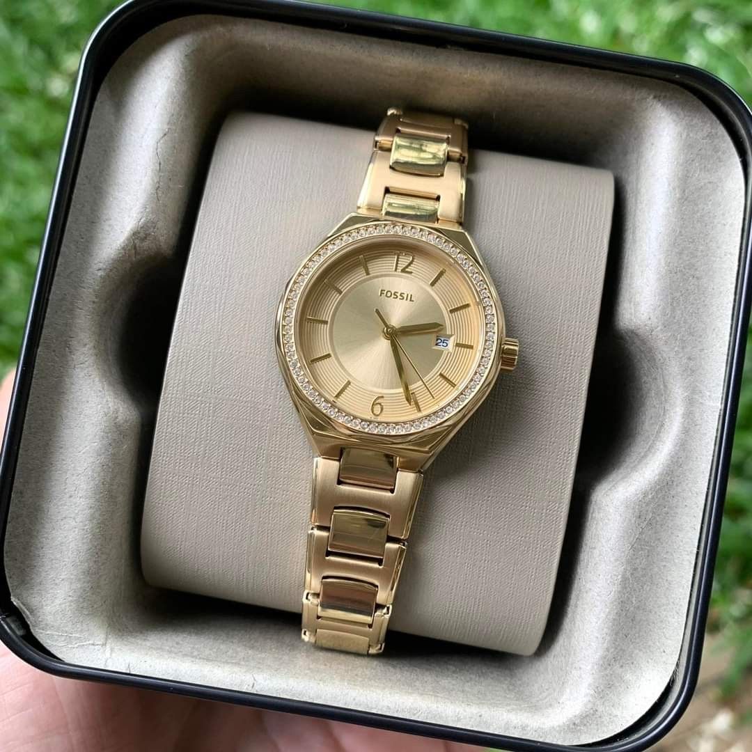 Original Fossil Eevie Gold Tone Watch BQ3801, Women's Fashion