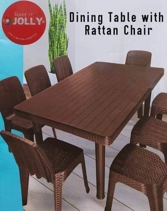 ORIGINAL JOLLY RATTAN Dining Table W 8 pcs Chairs