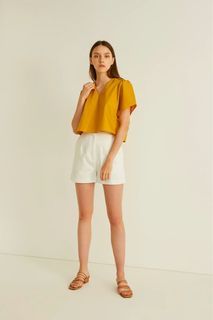 OSN gathered shoulder crop top