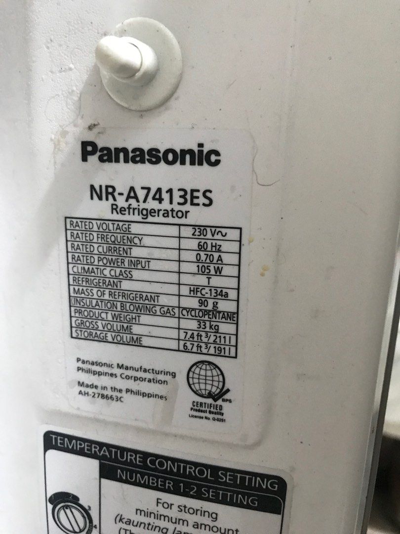 PANASONIC REFRIGERATOR 7.4 CUBIC FEET PHP 5000 (negotiable), TV & Home