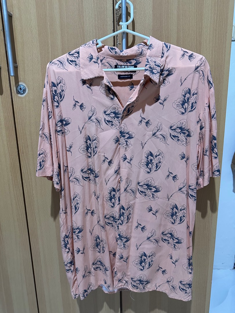 Penshoppe follow no crowd pink floral top for men on Carousell