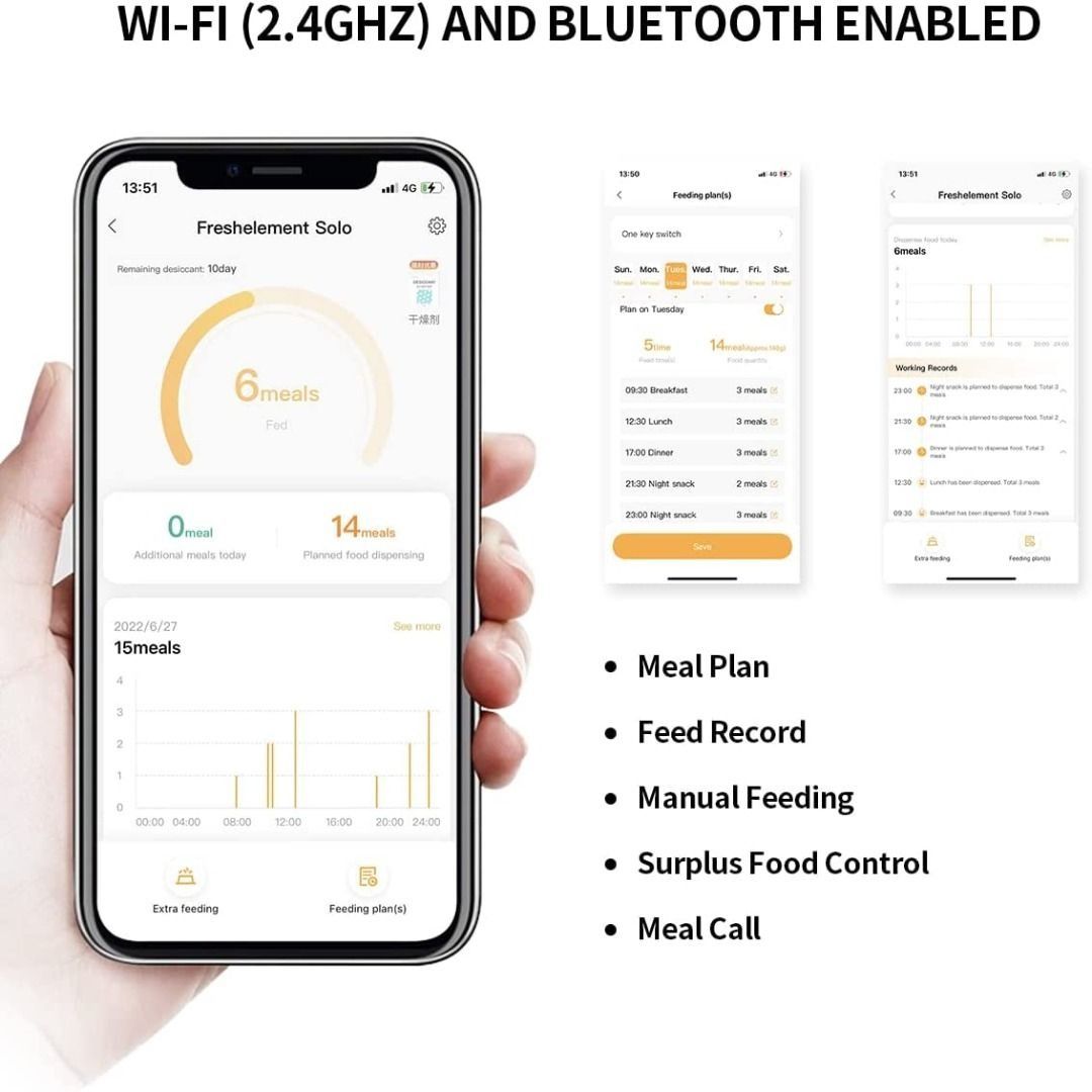 PETKIT Automatic Cat Feeder, FRESH ELEMENT SOLO, App Control 3L Auto