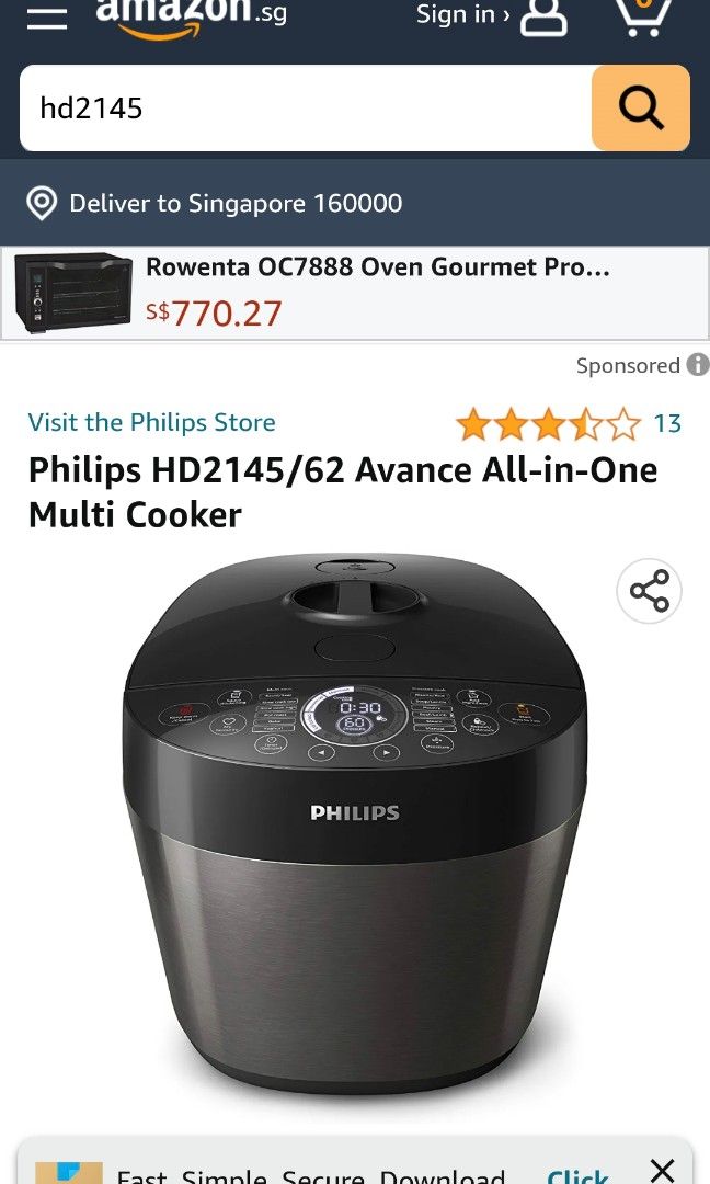 Philips Multi Cooker HD2145, TV & Home Appliances, Kitchen Appliances