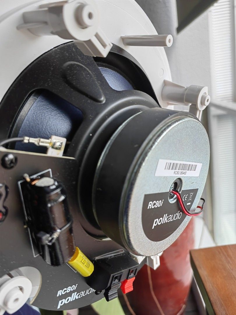 Inceiling Polk Audio RC80i 2way speakers with pivotable tweeter