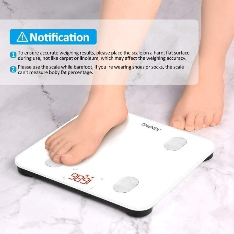 RENPHO Bluetooth Scale for Body Weight, Smart Weight Scale Digital Body Fat  BMI Bathroom Scale, Body Composition Monitor with Health Analyzer, 396 lbs  10.2/260mm