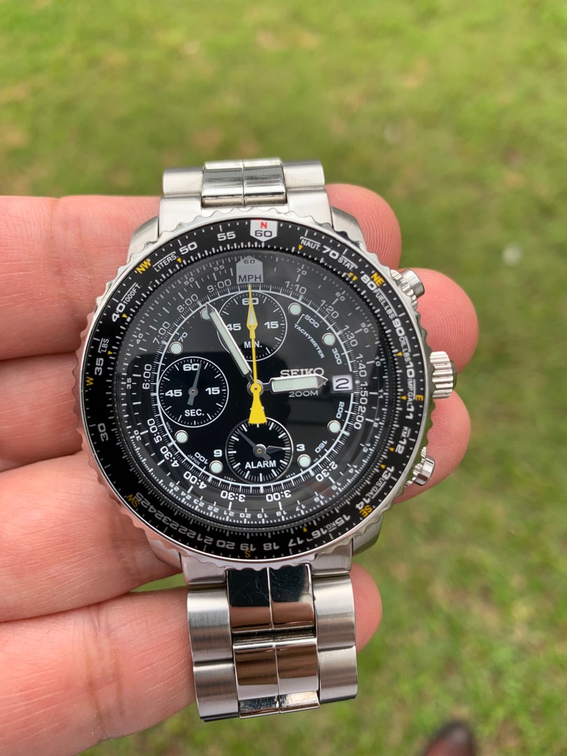 Seiko men's pilot new arrivals watch alarm chronograph
