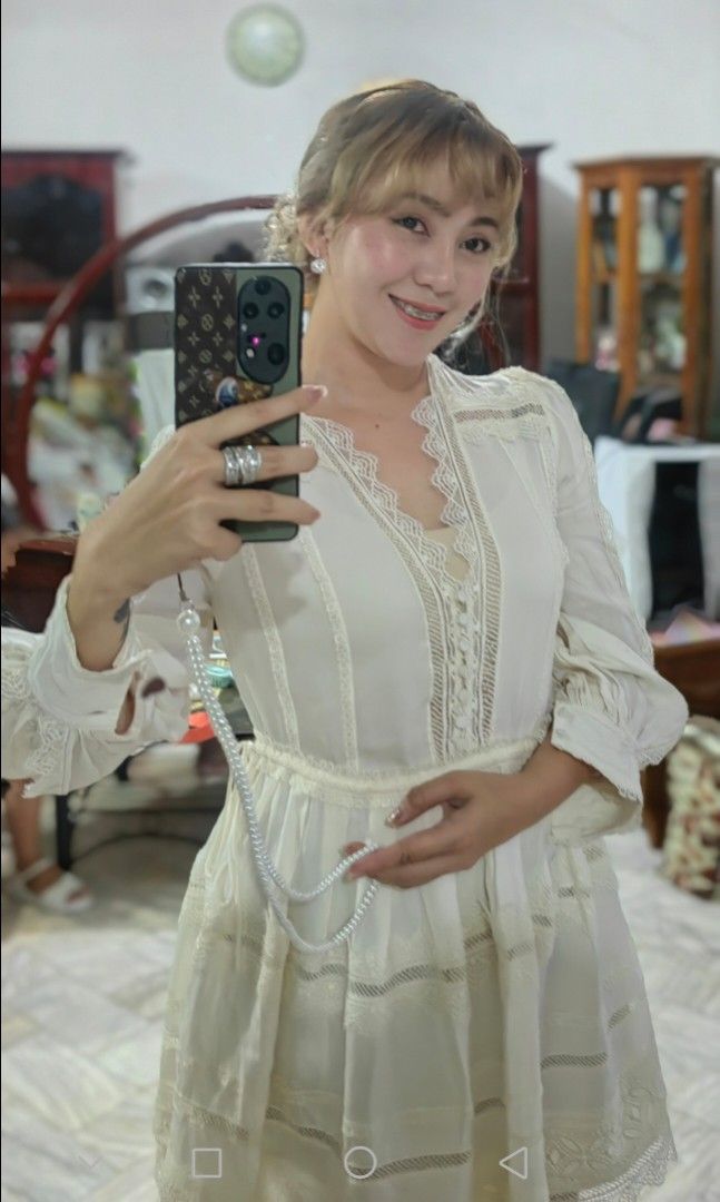 chinese dress ladies SELF PORTRAIT Cream Embellished Corded Guipure Lace Mini Dress UK 10 –  Reliked