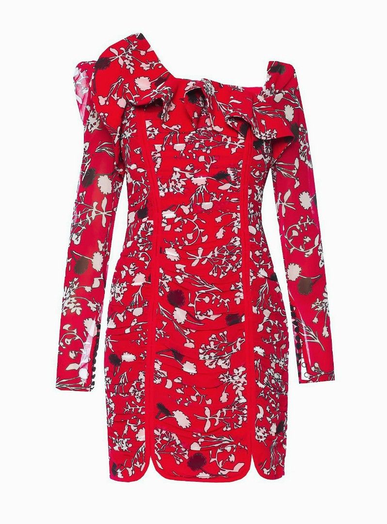 Self portrait red sales floral mini dress