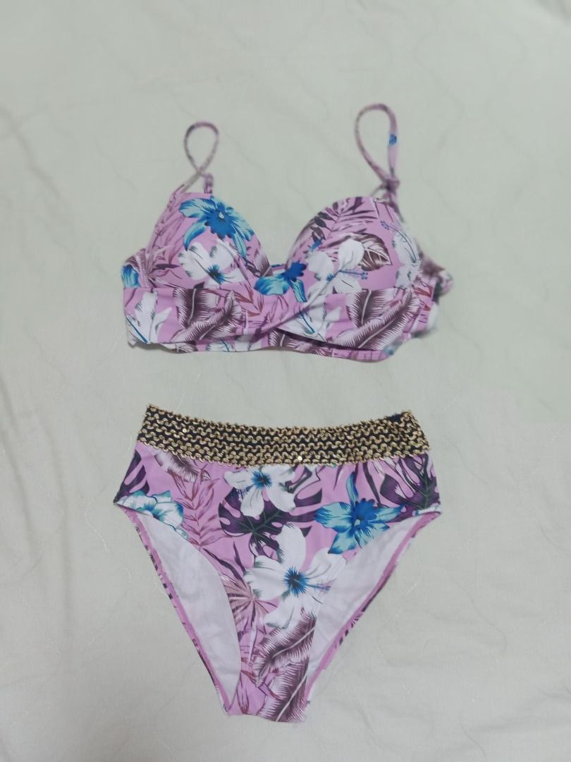 Purple floral swimsuit shop