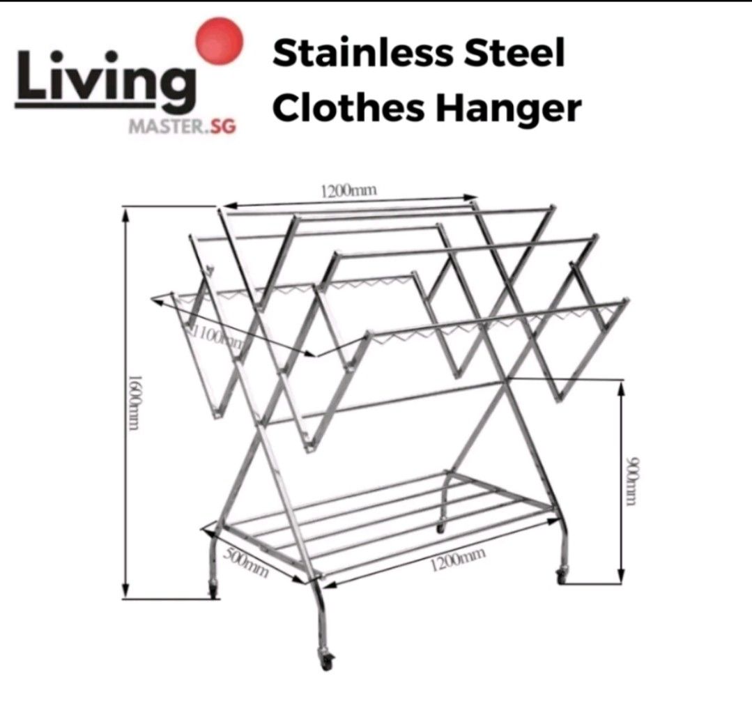 Stainless steel clothes drying rack, Furniture & Home Living, Home