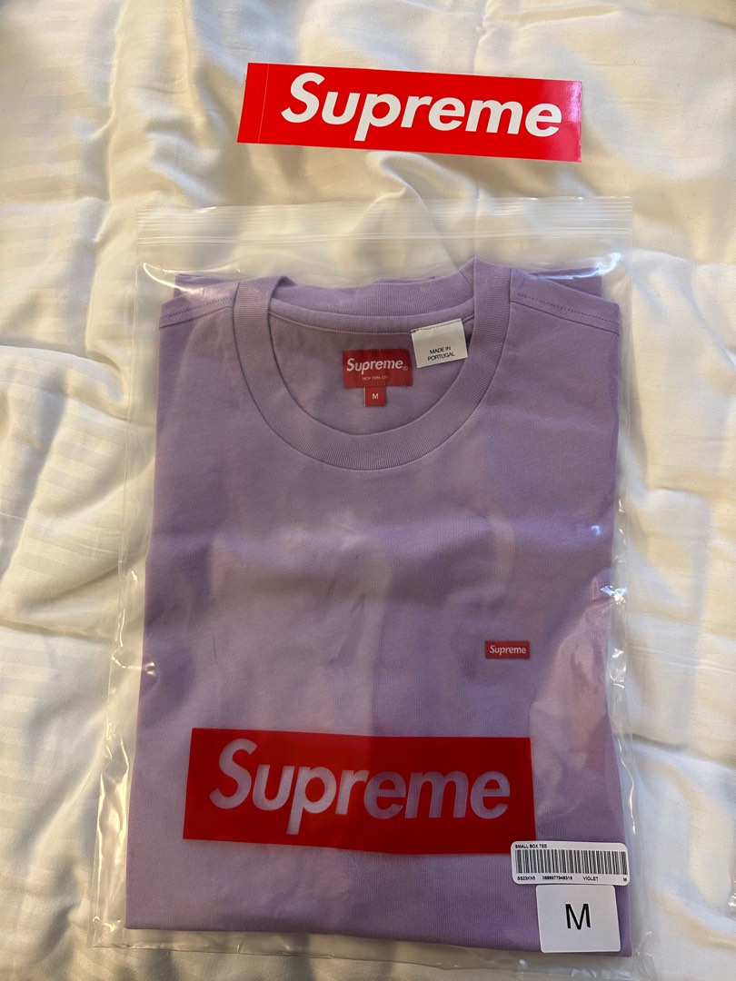 Supreme Violet Small box logo tee, 男裝, 上身及套裝, T-shirt、恤衫